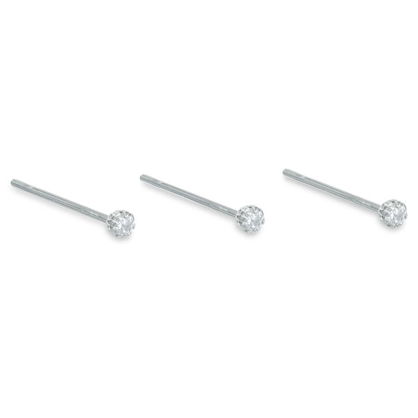 020 Gauge Cubic Zirconia Nose Stud Set in 14K White Gold