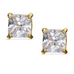 Child's 4mm Princess-Cut Cubic Zirconia Stud Earrings in 14K Gold