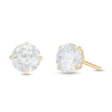 Men's 6mm Cubic Zirconia Solitaire Stud Earrings in 14K Gold