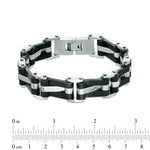 Men's Shaquille O'Neal Wavy Link Bracelet in Stainless Steel and Black IP - 8.5"