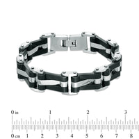 Men's Shaquille O'Neal Wavy Link Bracelet in Stainless Steel and Black IP - 8.5"