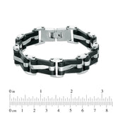 Men's Shaquille O'Neal Wavy Link Bracelet in Stainless Steel and Black IP - 8.5"