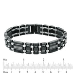 Men's Shaquille O'Neal 0.28 CT. T.W. Diamond Triple Row Link Bracelet in Stainless Steel and Black IP - 8.75"