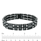 Men's Shaquille O'Neal 0.28 CT. T.W. Diamond Triple Row Link Bracelet in Stainless Steel and Black IP - 8.75"