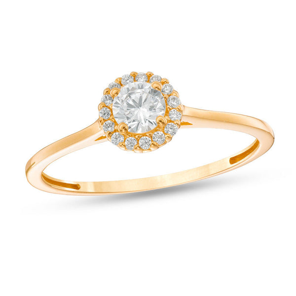 4mm Cubic Zirconia Frame Stackable Ring in 10K Gold - Size 7