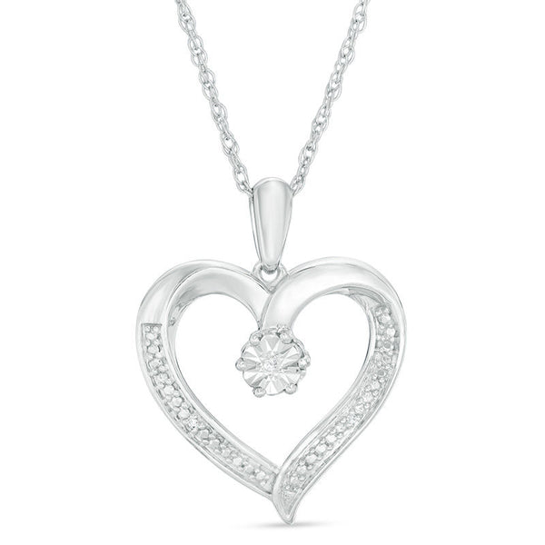 Diamond Accent Heart Pendant in Sterling Silver