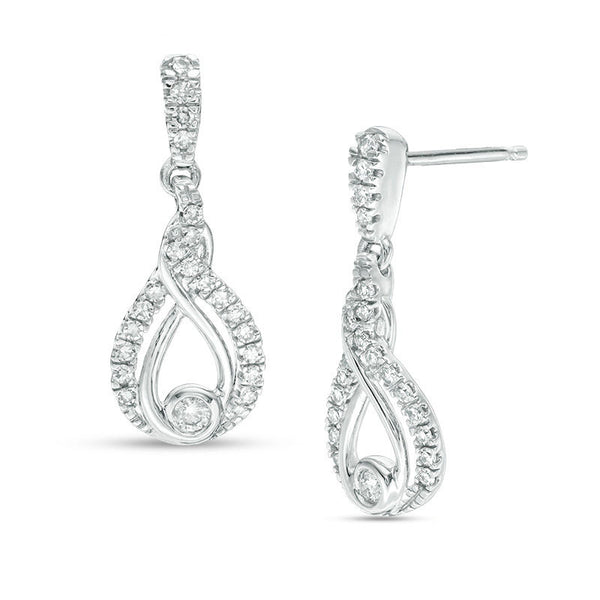 Interwoven™ 1/4 CT. T.W. Diamond Drop Earrings in 10K White Gold