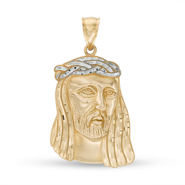 Jesus Pendant Charm in 10K Two-Tone Gold