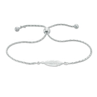 Feather Beaded Bolo Bracelet in Sterling Silver - 9"