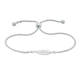 Feather Beaded Bolo Bracelet in Sterling Silver - 9"