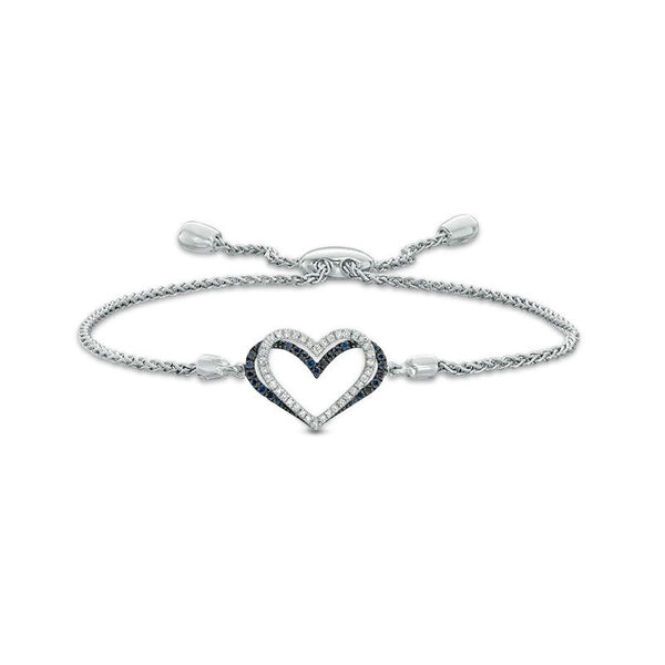 The Kindred Heart from Vera Wang Love Collection 1/10 CT. T.W. Diamond and Sapphire Bracelet in Sterling Silver - 9.0"  Item #: 20143495