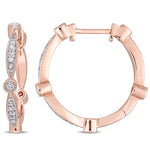 1/3 CT. T.W. Diamond Alternating Vintage-Style Hoop Earrings in 10K Rose Gold
