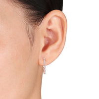 1/3 CT. T.W. Diamond Alternating Vintage-Style Hoop Earrings in 10K Rose Gold