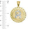 Men's Jesus Head Curb Chain Frame Medallion Necklace Charm in 10K Two-Tone Gold