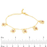 Child's Cubic Zirconia Clover with Enamel Ladybug Charm Bracelet in Brass with 18K Gold Plate - 5.5"