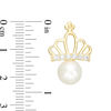 Child's 4mm Cultured Freshwater Pearl and Cubic Zirconia Crown Stud Earrings in 10K Gold