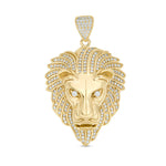 Men's Cubic Zirconia Lion Head Necklace Charm in 10K Gold