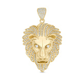 Men's Cubic Zirconia Lion Head Necklace Charm in 10K Gold