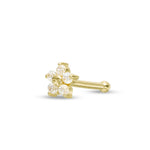 022 Gauge Cubic Zirconia Flower Nose Stud in 14K Gold