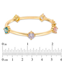 Child's 7mm Multi-Color Cubic Zirconia Station Bangle in Brass with 18K Gold Plate - 5.9"