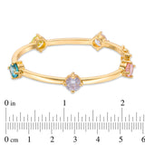 Child's 7mm Multi-Color Cubic Zirconia Station Bangle in Brass with 18K Gold Plate - 5.9"