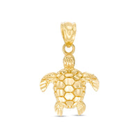 Child's Diamond-Cut Turtle Necklace Charm in 10K Gold
