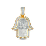 Men's 1/4 CT. T.W. Composite Diamond Frame Hamsa Necklace Charm in 10K Gold