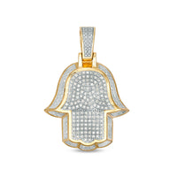 Men's 1/4 CT. T.W. Composite Diamond Frame Hamsa Necklace Charm in 10K Gold