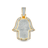 Men's 1/4 CT. T.W. Composite Diamond Frame Hamsa Necklace Charm in 10K Gold