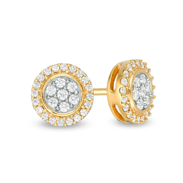 1/5 CT. T.W. Composite Diamond Frame Stud Earrings in 10K Gold
