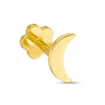 019 Gauge Crescent Moon Cartilage Barbell in 14K Gold
