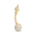 019 Gauge Cubic Zirconia Ball and Spike Curved Barbell in 10K Gold