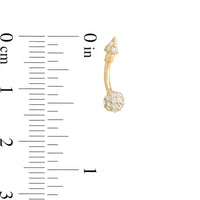 019 Gauge Cubic Zirconia Ball and Spike Curved Barbell in 10K Gold