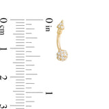 019 Gauge Cubic Zirconia Ball and Spike Curved Barbell in 10K Gold