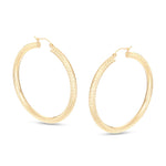 50mm Diamond-Cut Tube Hoop Earrings in 10K Gold