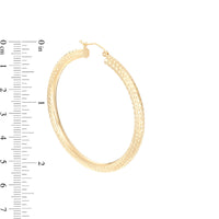 50mm Diamond-Cut Tube Hoop Earrings in 10K Gold