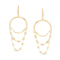Triple Flat-Link Chain Loop Drop Earrings in 10K Gold