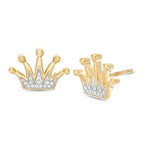 1/20 CT. T.W. Diamond Crown Stud Earring in 10K Gold - XL Post
