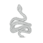 Cubic Zirconia Linear Snake Ring in Sterling Silver - Size 8