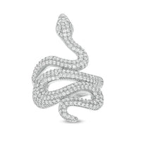 Cubic Zirconia Linear Snake Ring in Sterling Silver - Size 8