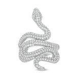 Cubic Zirconia Linear Snake Ring in Sterling Silver - Size 8