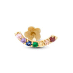 Multi-Color Cubic Zirconia Curved Bar Cartilage Barbell in 14K Gold