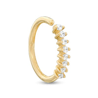 020 Gauge Cubic Zirconia Nose Ring in 14K Gold