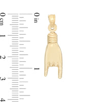 Large Mano Cornuto Italian Good Luck Necklace Charm in 10K Gold