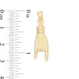 Large Mano Cornuto Italian Good Luck Necklace Charm in 10K Gold