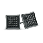 Previously Owned - Men's Shaquille O'Neal 0.25 CT. T.W. Enhanced Black Diamond Earrings in Stainless Steel with Black IP