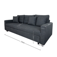 Vernon 3 Seater Sofa Bed - Grey
