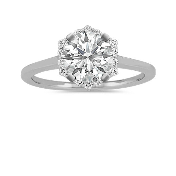 Halo Diamond Engagement Ring in 14k White Gold