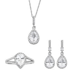 LAB-CREATED WHITE SAPPHIRE EARRING, PENDANT & RING GIFT SET IN STERLING SILVER
