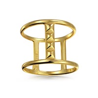 Full Finger Boho Bar Pyramid Ring 14K Gold Plated 925 Sterling Silver